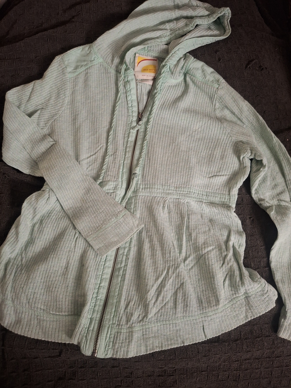 Old Navy Mint Green Hooded Zip Puffer Jacket